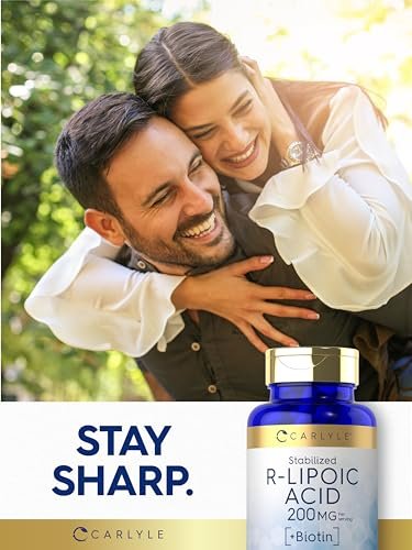 Carlyle R-Liponsäure 200 mg | 60 Kapseln | Stabilisierte RLA mit Biotin | Non-GMO, Glutenfrei