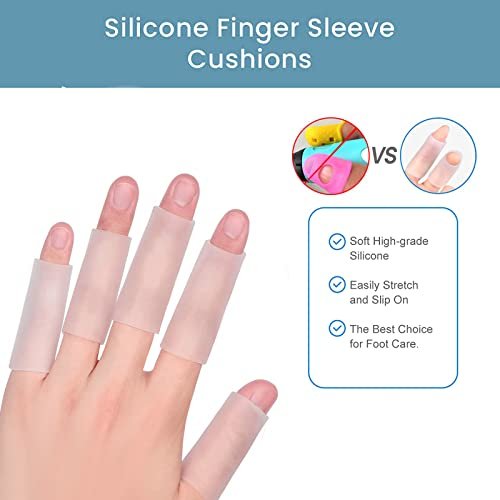 ZXFUTURE 20 Stück Gel-Fingerkuppenschutz, Silikon-Fingerhülsen für schmerzende Finger, lindert Fingerknacken, Hühneraugen, Blasen und Hornhaut