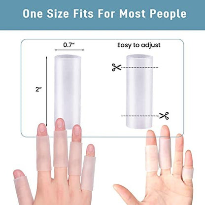 ZXFUTURE 20 Stück Gel-Fingerkuppenschutz, Silikon-Fingerhülsen für schmerzende Finger, lindert Fingerknacken, Hühneraugen, Blasen und Hornhaut
