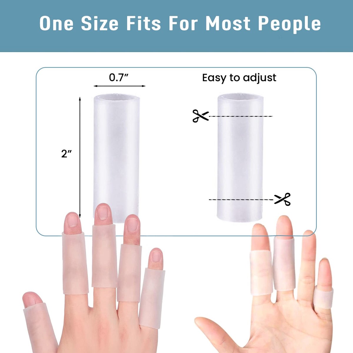 ZXFUTURE 20 Stück Gel-Fingerkuppenschutz, Silikon-Fingerhülsen für schmerzende Finger, lindert Fingerknacken, Hühneraugen, Blasen und Hornhaut
