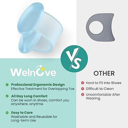 Welnove Zehenspreizer für kleine Zehen – 12er-Pack blaue Silikon-Zehenspreizer zur Vorbeugung von Reibung und Druckentlastung bei Ballenzehen