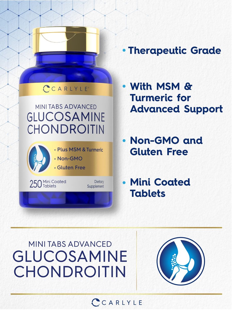 Carlyle Glucosamin Chondroitin MSM | 250 Minitabletten | Fortschrittliche Formel mit Kurkuma | Non-GMO, Glutenfrei