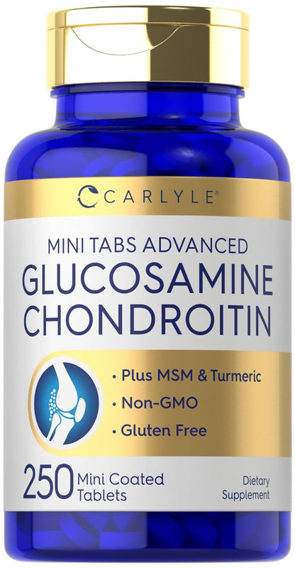 Carlyle Glucosamin Chondroitin MSM | 250 Minitabletten | Fortschrittliche Formel mit Kurkuma | Non-GMO, Glutenfrei