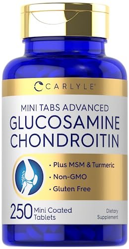 Carlyle Glucosamin Chondroitin MSM | 250 Minitabletten | Fortschrittliche Formel mit Kurkuma | Non-GMO, Glutenfrei