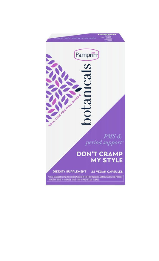 Pamprin Botanicals Kapseln für PMS & Menstruationsbeschwerden – mit Ashwagandha, Magnesium, Kurkuma, Vitamin B6, Mönchspfeffer, 22 Stück