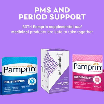 Pamprin Botanicals Kapseln für PMS & Menstruationsbeschwerden – mit Ashwagandha, Magnesium, Kurkuma, Vitamin B6, Mönchspfeffer, 22 Stück