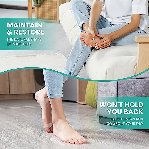 Welnove 12er-Pack Zehenspreizer mit 2 Schlaufen, Zehenkorrektor für Ballenzehen und überlappende Zehen, mit Aloe-Vera-Extrakt (Transparent)
