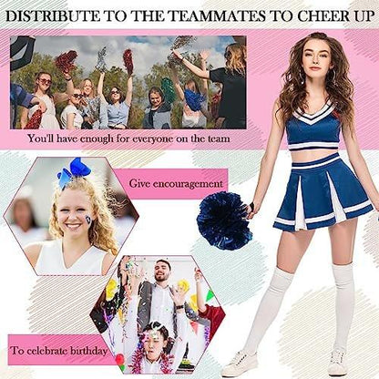 48-teiliges Cheerleader-Geschenkset für Mädchen: 12 Canvas Make-up-Taschen, 12 Scrunchies, 12 Make-up-Spiegel, 12 Lippenstift-/Lippenbalsam-Schlüsselanhänger