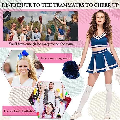 48-teiliges Cheerleader-Geschenkset für Mädchen: 12 Canvas Make-up-Taschen, 12 Scrunchies, 12 Make-up-Spiegel, 12 Lippenstift-/Lippenbalsam-Schlüsselanhänger