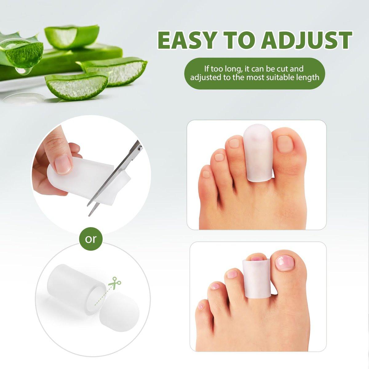 Bukihome Silikon Zehenkappen – 12er-Pack Gel-Zehenhüllen mit Aloe Vera und ätherischen Ölen – Zehenschutzkappen gegen Hühneraugen, Hornhaut (8L + 4S)
