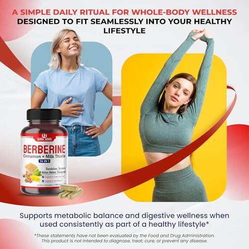 Ultra Herbs Premium Berberin mit Zimt und Mariendistel – Unterstützt Leberfunktion, Darmgesundheit und Immunsystem (150 Kapseln)