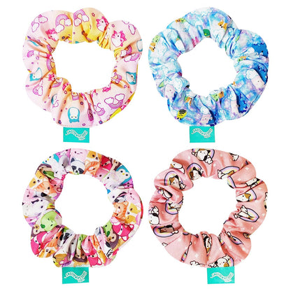LUV HER Squishmallows Scrunchies für Mädchen – 4 große bedruckte Haargummis mit deinen Lieblingsfiguren, ab 8 Jahren