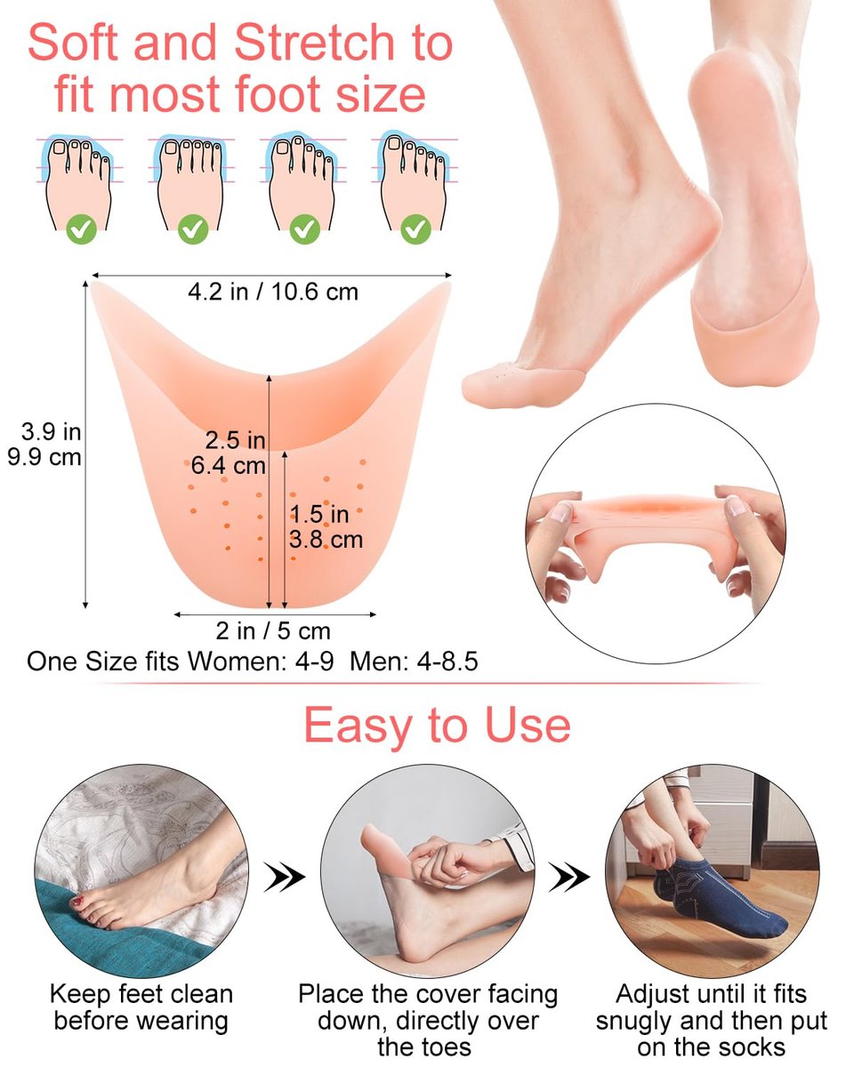8er-Pack BLATOWN Silikon Zehenpolster Zehenkappen für Damen Herren Schuhfüllung, Gel Zehenpads Zehenkissen mit atmungsaktivem Loch zur Schmerzlinderung geeignet für High Heels, Ballett, Spitzenschuhe (Beige)
