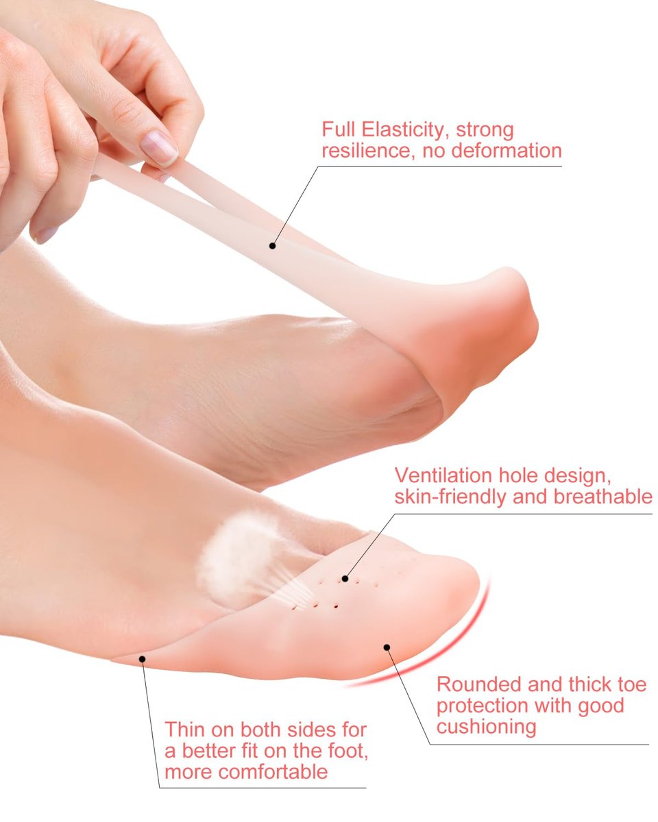 8er-Pack BLATOWN Silikon Zehenpolster Zehenkappen für Damen Herren Schuhfüllung, Gel Zehenpads Zehenkissen mit atmungsaktivem Loch zur Schmerzlinderung geeignet für High Heels, Ballett, Spitzenschuhe (Beige)