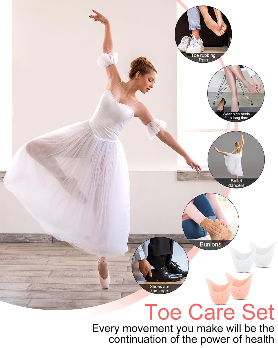 8er-Pack BLATOWN Silikon Zehenpolster Zehenkappen für Damen Herren Schuhfüllung, Gel Zehenpads Zehenkissen mit atmungsaktivem Loch zur Schmerzlinderung geeignet für High Heels, Ballett, Spitzenschuhe (Beige)