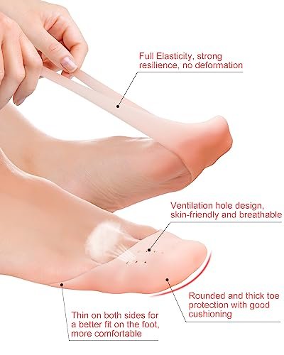 8er-Pack BLATOWN Silikon Zehenpolster Zehenkappen für Damen Herren Schuhfüllung, Gel Zehenpads Zehenkissen mit atmungsaktivem Loch zur Schmerzlinderung geeignet für High Heels, Ballett, Spitzenschuhe (Beige)