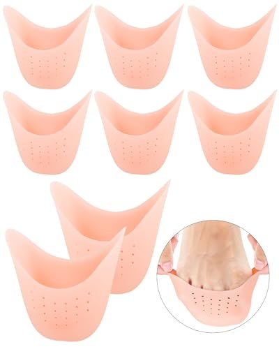 8er-Pack BLATOWN Silikon Zehenpolster Zehenkappen für Damen Herren Schuhfüllung, Gel Zehenpads Zehenkissen mit atmungsaktivem Loch zur Schmerzlinderung geeignet für High Heels, Ballett, Spitzenschuhe (Beige)