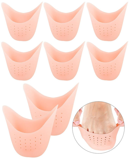 8er-Pack BLATOWN Silikon Zehenpolster Zehenkappen für Damen Herren Schuhfüllung, Gel Zehenpads Zehenkissen mit atmungsaktivem Loch zur Schmerzlinderung geeignet für High Heels, Ballett, Spitzenschuhe (Beige)