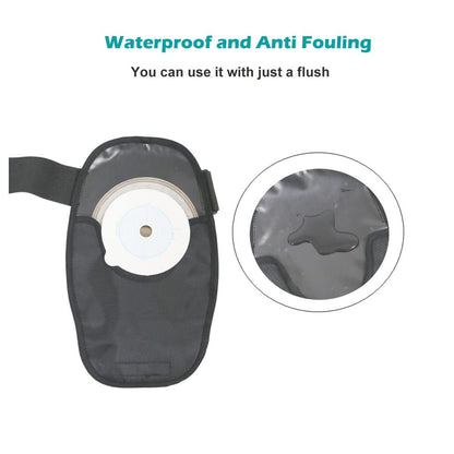 2 Stück Wasserdichte Stomabeutel-Abdeckungen, Verstellbare Universelle Stomabeutel-Abdeckung für Ileostomie (Schwarz+Blau)