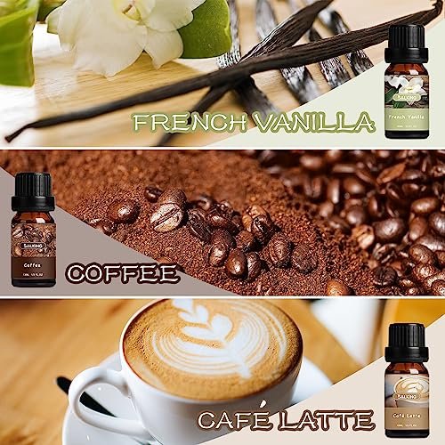 SALKING Duftöle Set Coffee Shop – Premium Aromaöle für Diffuser, Seifen- und Kerzenherstellung – Blaubeer-Pfannkuchen, Kaffee, Café Latte, Heiße Schokolade, French Vanille, Schwarzer Tee