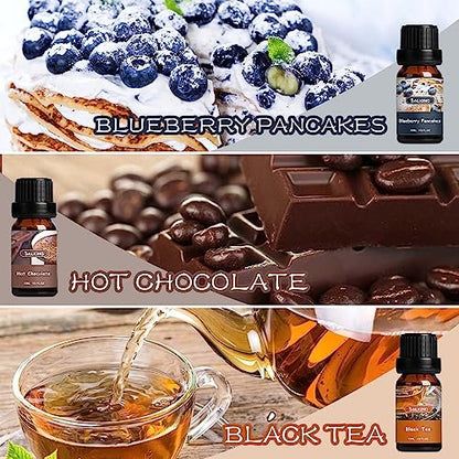 SALKING Duftöle Set Coffee Shop – Premium Aromaöle für Diffuser, Seifen- und Kerzenherstellung – Blaubeer-Pfannkuchen, Kaffee, Café Latte, Heiße Schokolade, French Vanille, Schwarzer Tee