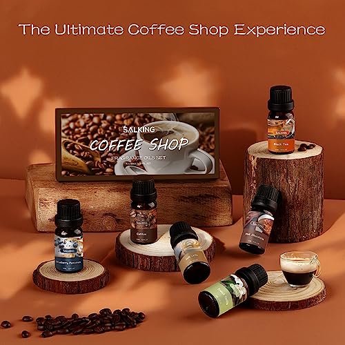 SALKING Duftöle Set Coffee Shop – Premium Aromaöle für Diffuser, Seifen- und Kerzenherstellung – Blaubeer-Pfannkuchen, Kaffee, Café Latte, Heiße Schokolade, French Vanille, Schwarzer Tee