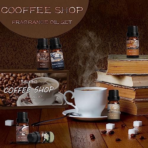 SALKING Duftöle Set Coffee Shop – Premium Aromaöle für Diffuser, Seifen- und Kerzenherstellung – Blaubeer-Pfannkuchen, Kaffee, Café Latte, Heiße Schokolade, French Vanille, Schwarzer Tee