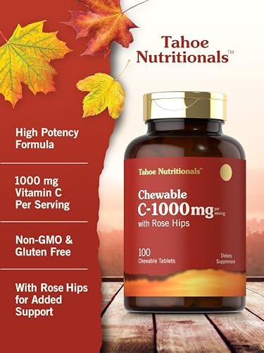 Carlyle Vitamin C Kautabletten | 1000 mg | 100 Tabletten | Natürlicher Orangen-Geschmack | Vegetarisch, Nicht-GVO & Glutenfrei | Tahoe Nutritionals
