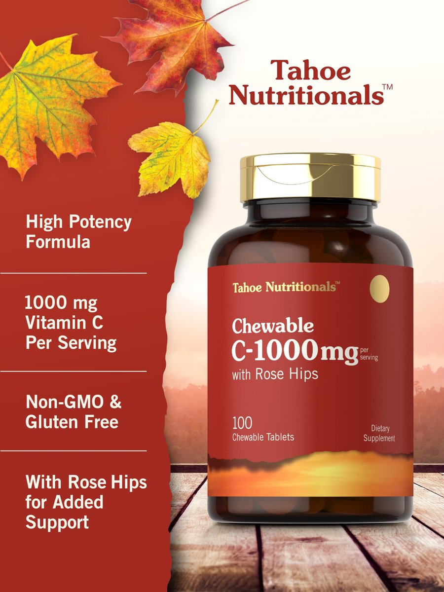 Carlyle Vitamin C Kautabletten | 1000 mg | 100 Tabletten | Natürlicher Orangen-Geschmack | Vegetarisch, Nicht-GVO & Glutenfrei | Tahoe Nutritionals