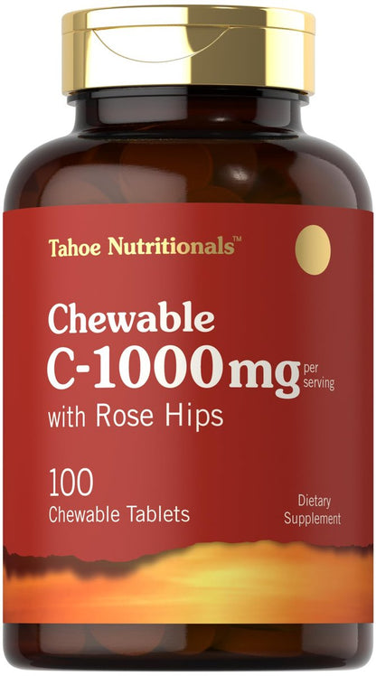 Carlyle Vitamin C Kautabletten | 1000 mg | 100 Tabletten | Natürlicher Orangen-Geschmack | Vegetarisch, Nicht-GVO & Glutenfrei | Tahoe Nutritionals