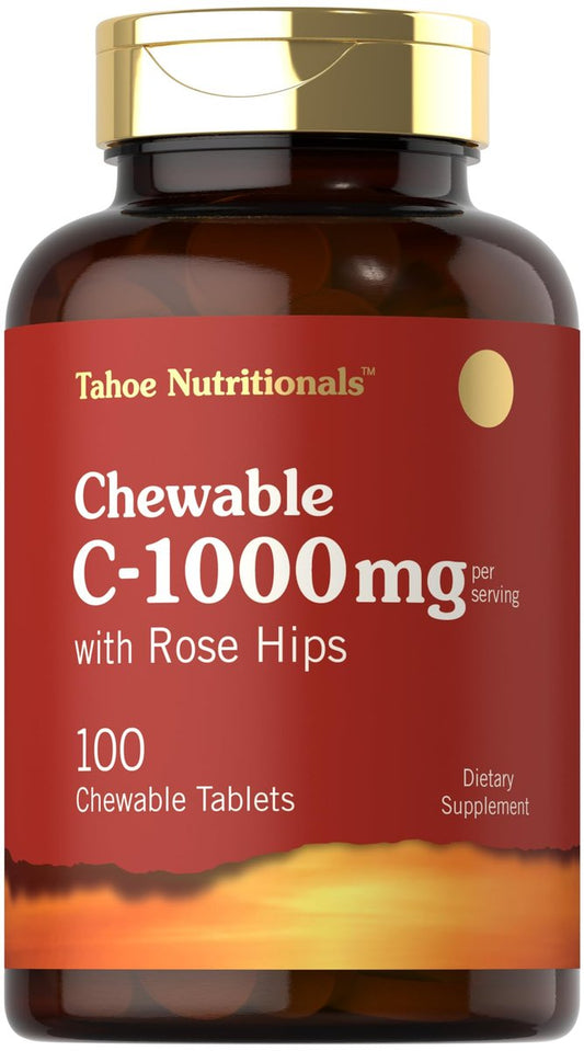 Carlyle Vitamin C Kautabletten | 1000 mg | 100 Tabletten | Natürlicher Orangen-Geschmack | Vegetarisch, Nicht-GVO & Glutenfrei | Tahoe Nutritionals