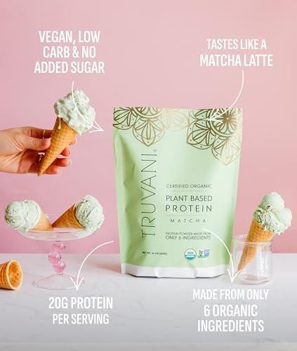 Truvani Veganes Erbsenproteinpulver | Matcha | 20g organisches pflanzliches Protein | 1 Portion | Keto | Gluten- & laktosefrei | Low Carb | Ohne Zuckerzusatz