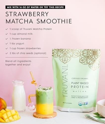 Truvani Veganes Erbsenproteinpulver | Matcha | 20g organisches pflanzliches Protein | 1 Portion | Keto | Gluten- & laktosefrei | Low Carb | Ohne Zuckerzusatz