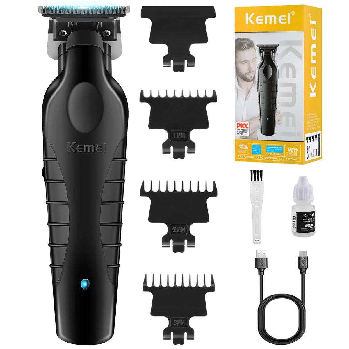 KEMEI 2299 Professioneller kabelloser Haarschneider für Herren - Präziser Trimmer mit schwarzem Kunststoffgehäuse