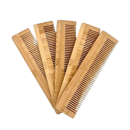 N12 Produkte 5 Bambus-Holz-Taschenbartkämme im Set – 100 % natürliche Holzkämme für Bart, Haar, Schnurrbart, Damen & Herren, umweltfreundliche Pflege unterwegs