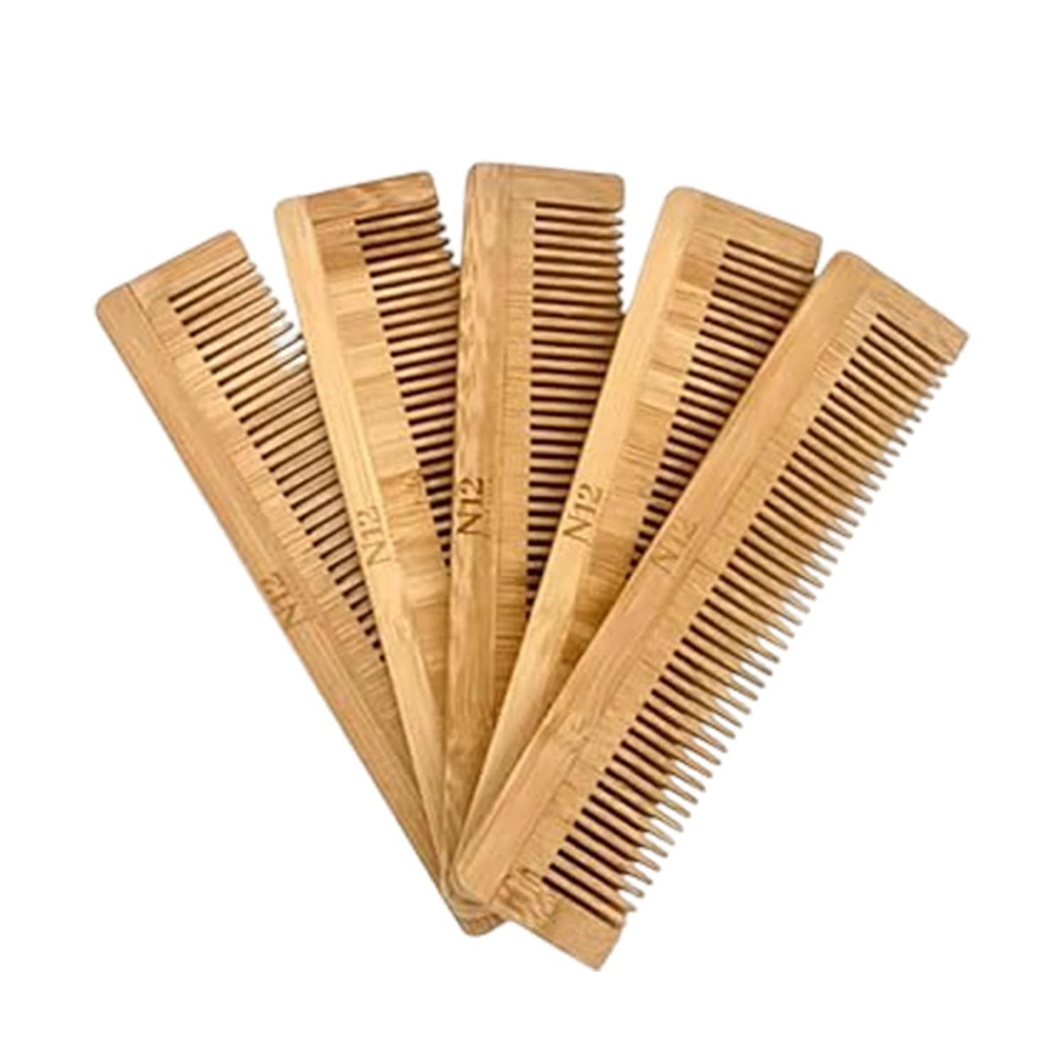 N12 Produkte 5 Bambus-Holz-Taschenbartkämme im Set – 100 % natürliche Holzkämme für Bart, Haar, Schnurrbart, Damen & Herren, umweltfreundliche Pflege unterwegs