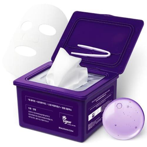 BEAUDIANI Pepti Collagen Daily Sheet Mask (31 Stück) – Feuchtigkeitsspendende & straffende Gesichtsmaske mit 7 Kollagenen, 6 Peptiden & Hyaluronsäure | Feuchtigkeitsspendende koreanische Hautpflege für alle Hauttypen