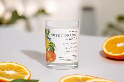 LEOBEN CO Sweet Orange Lemon Duftkerze – 9oz, B.B. Wellness Collection – 50 Std Brenndauer – Handgegossen in Kalifornien mit veganem Sojawachs und ätherischen Ölen