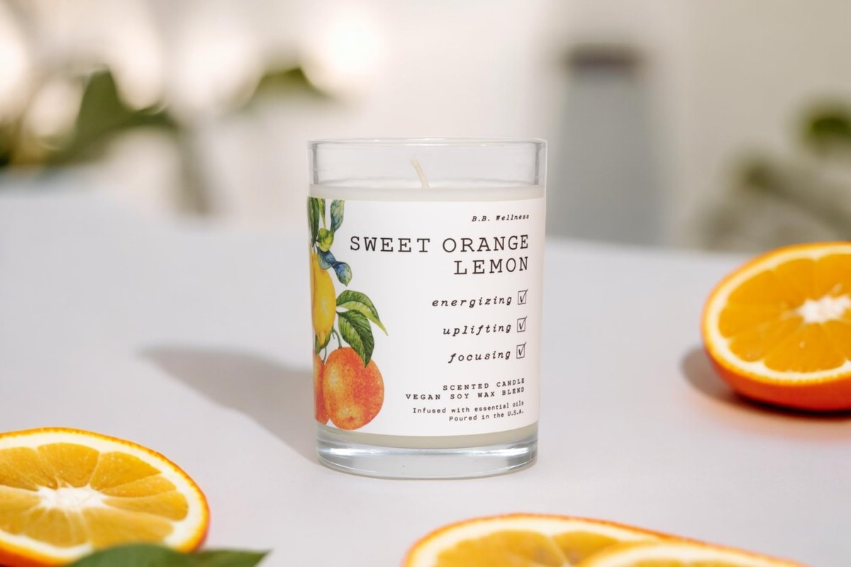 LEOBEN CO Sweet Orange Lemon Duftkerze – 9oz, B.B. Wellness Collection – 50 Std Brenndauer – Handgegossen in Kalifornien mit veganem Sojawachs und ätherischen Ölen