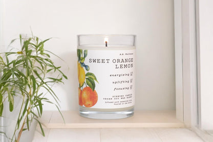 LEOBEN CO Sweet Orange Lemon Duftkerze – 9oz, B.B. Wellness Collection – 50 Std Brenndauer – Handgegossen in Kalifornien mit veganem Sojawachs und ätherischen Ölen