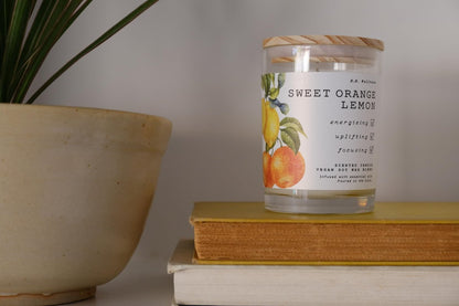 LEOBEN CO Sweet Orange Lemon Duftkerze – 9oz, B.B. Wellness Collection – 50 Std Brenndauer – Handgegossen in Kalifornien mit veganem Sojawachs und ätherischen Ölen