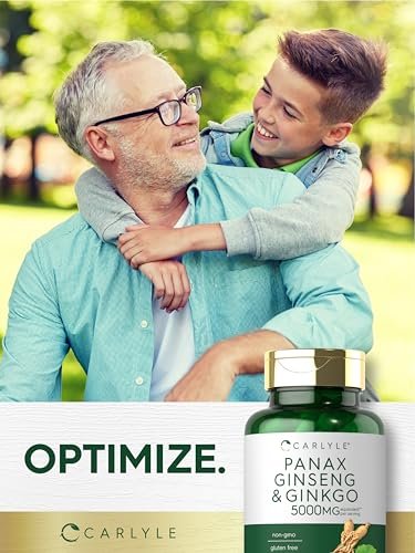 Carlyle Panax Ginseng & Ginkgo | 120 vegane Kapseln | Nicht-GVO & glutenfreies Nahrungsergänzungsmittel