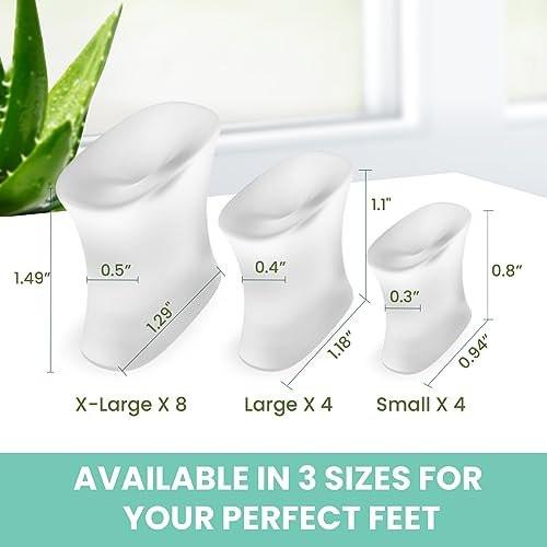 Welnove Upgrade Gel-Zehenspreizer – 16er-Pack mit Aloe-Vera-Extrakt angereicherte Silikon-Zehenspreizer für überlappende Zehen, Ballen, Hühneraugen – Ballenkorrektor für Damen und Herren (3 Größen)