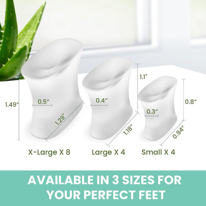 Welnove Upgrade Gel-Zehenspreizer – 16er-Pack mit Aloe-Vera-Extrakt angereicherte Silikon-Zehenspreizer für überlappende Zehen, Ballen, Hühneraugen – Ballenkorrektor für Damen und Herren (3 Größen)