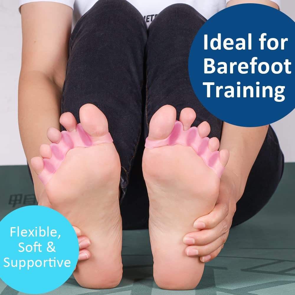Sosede 4er-Pack Zehenspreizer, Ballenzeh-Korrektor für Frauen und Männer, Zehenabstandshalter zur Korrektur von Ballenzehen, Yoga-Zehen-Strecker, Big Toe Corrector, Gel-Trenner (Blau+Pink)