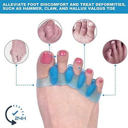 Sosede 4er-Pack Zehenspreizer, Ballenzeh-Korrektor für Frauen und Männer, Zehenabstandshalter zur Korrektur von Ballenzehen, Yoga-Zehen-Strecker, Big Toe Corrector, Gel-Trenner (Blau+Pink)