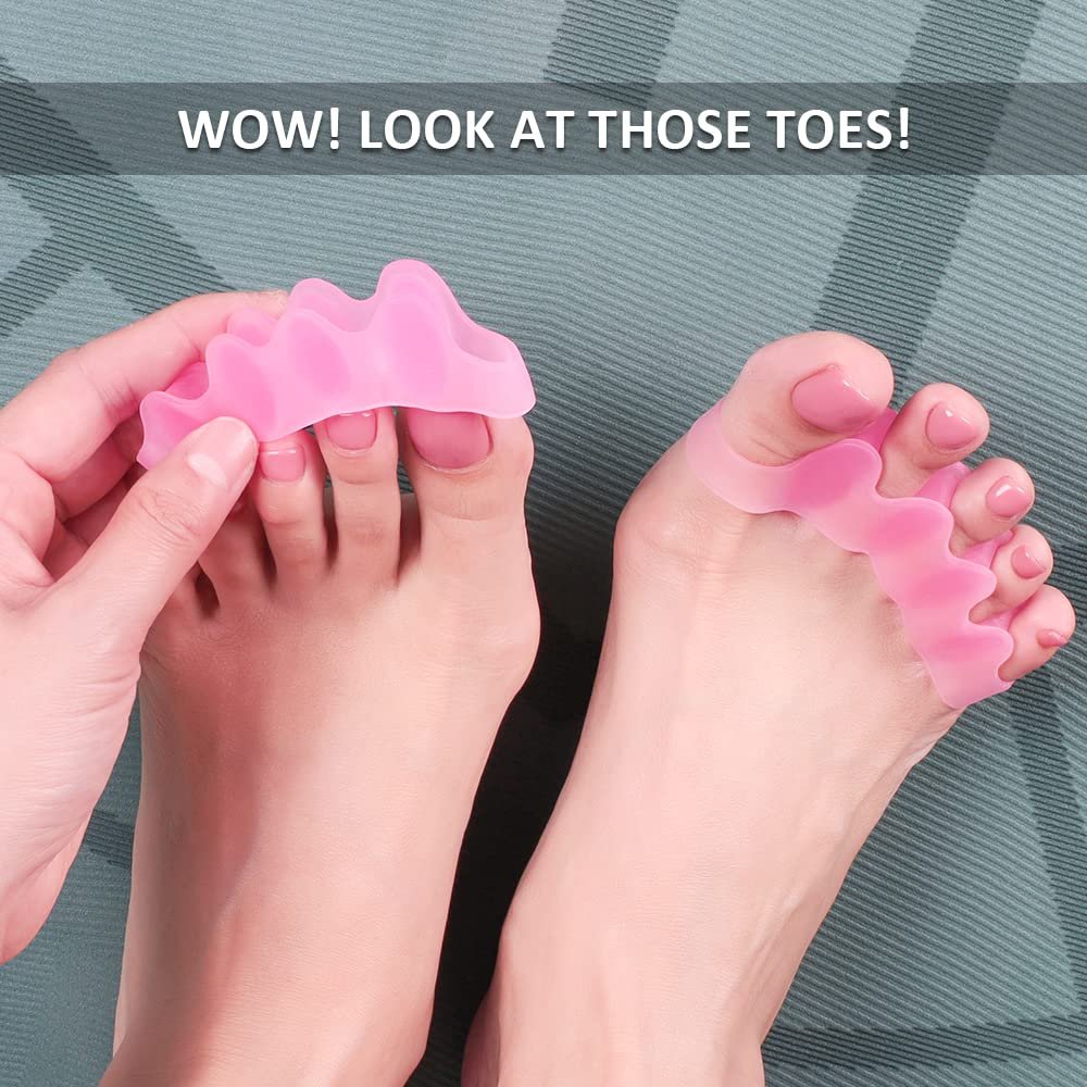 Sosede 4er-Pack Zehenspreizer, Ballenzeh-Korrektor für Frauen und Männer, Zehenabstandshalter zur Korrektur von Ballenzehen, Yoga-Zehen-Strecker, Big Toe Corrector, Gel-Trenner (Blau+Pink)