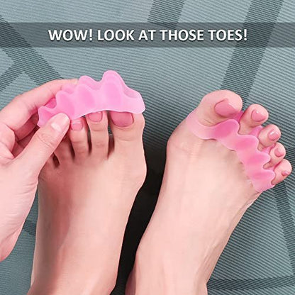 Sosede 4er-Pack Zehenspreizer, Ballenzeh-Korrektor für Frauen und Männer, Zehenabstandshalter zur Korrektur von Ballenzehen, Yoga-Zehen-Strecker, Big Toe Corrector, Gel-Trenner (Blau+Pink)