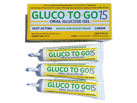 GLUCO TO GO 15 Orale Glukose-Gel Zitronengeschmack, 37,5 g, 3 Einweg-Quetschtuben pro Packung / Drehverschluss