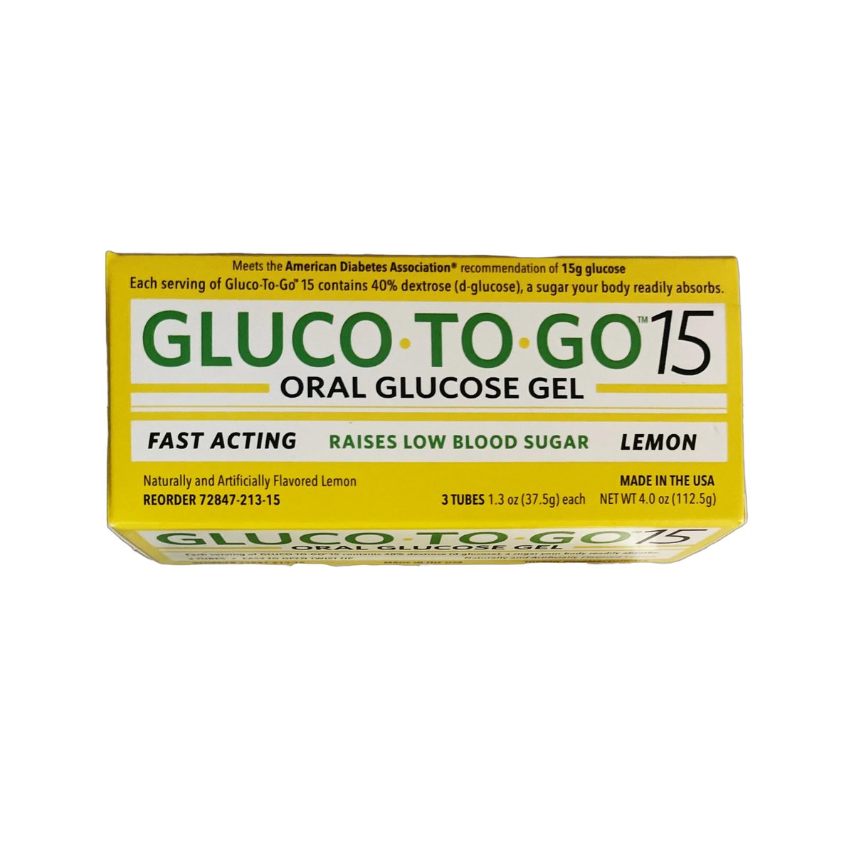 GLUCO TO GO 15 Orale Glukose-Gel Zitronengeschmack, 37,5 g, 3 Einweg-Quetschtuben pro Packung / Drehverschluss